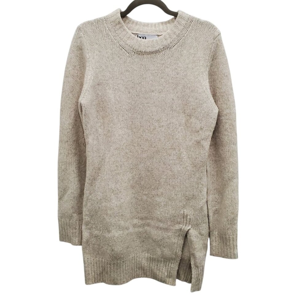 BOA Because of Alice Womens Marbled Cream Notched Hem Wool Blend Tunic Sweater L